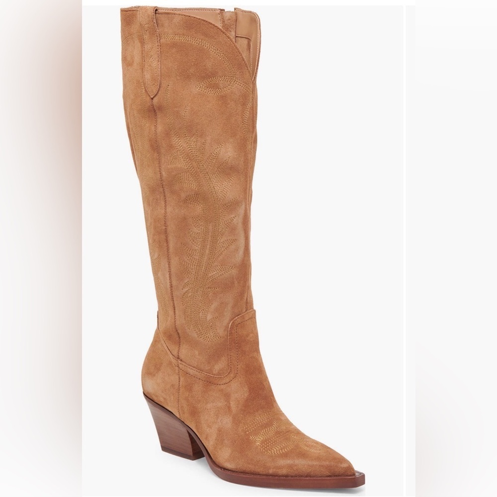 Dolce Vita Over-the-Knee Suede Western Boot - Tan